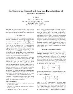 On Computing Normalized Coprime Factorizations of Rational Matrices A