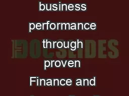 optimizes business performance through proven Finance and Accounting O