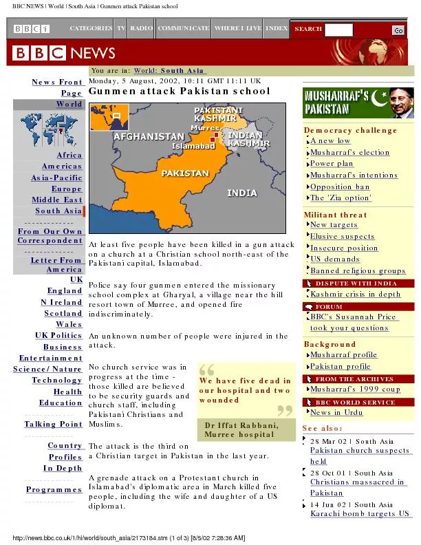 BBC NEWS | World | South Asia | Gunmen attack Pakistan school