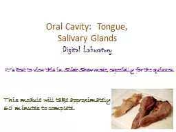 Oral Cavity:  Tongue, Salivary Glands