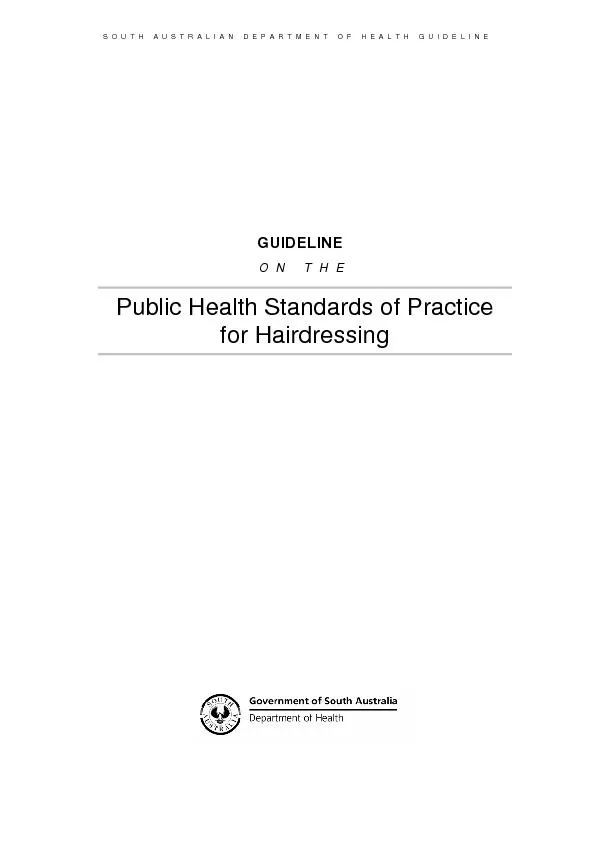 SOUTH AUSTRALIAN DEPARTMENT OF HEALTH GUIDELINE