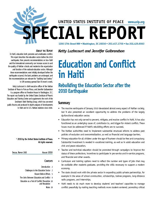 BOUTTHEEPOIn Haiti, education both promotes and ameliorates conflict.