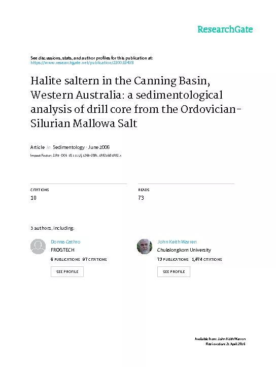the Canning Western Australia: sedimentological analysis *Australian G