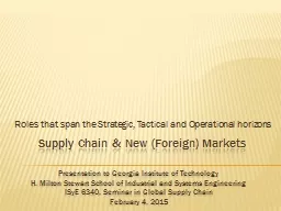 Supply Chain & New (Foreign) Markets