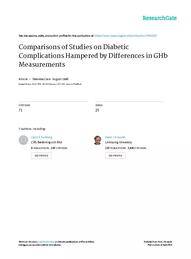 GINA ARTICLComparison o Studie o DiabetiComplication Hampere b Differe