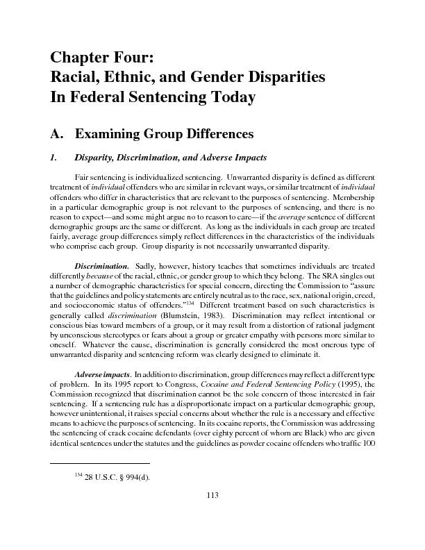 Chapter Four: Racial, Ethnic, and Gender DisparitiesIn Federal Sentenc