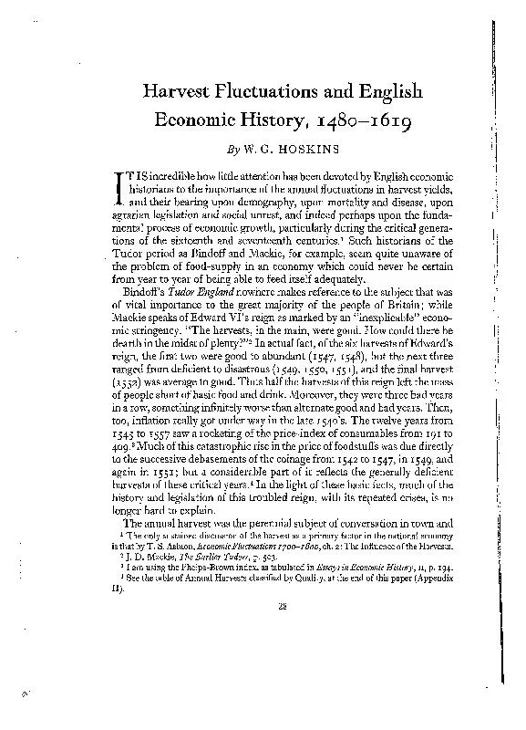 Fluctuations and English Economic History, I48o-I6x 9