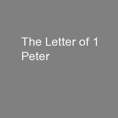 The Letter of 1 Peter