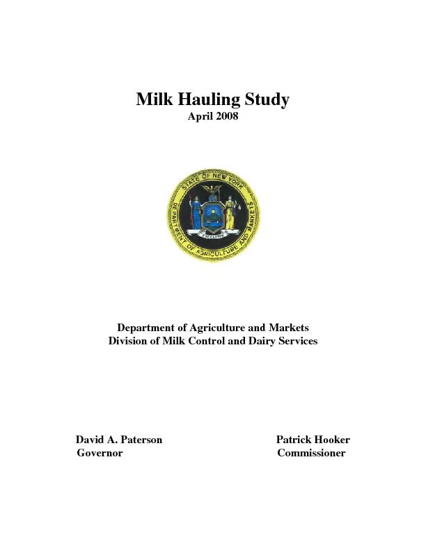 Department of Agriculture and Markets Division of Milk Control and Dai