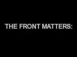 THE FRONT MATTERS: