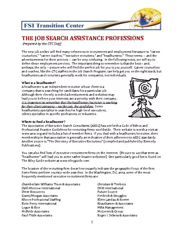 THE JOB SEARCH ASSIS