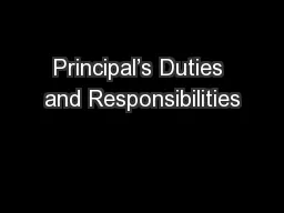 Principal’s Duties and Responsibilities