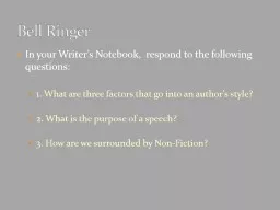 In your Writer’s Notebook,  respond to the following ques