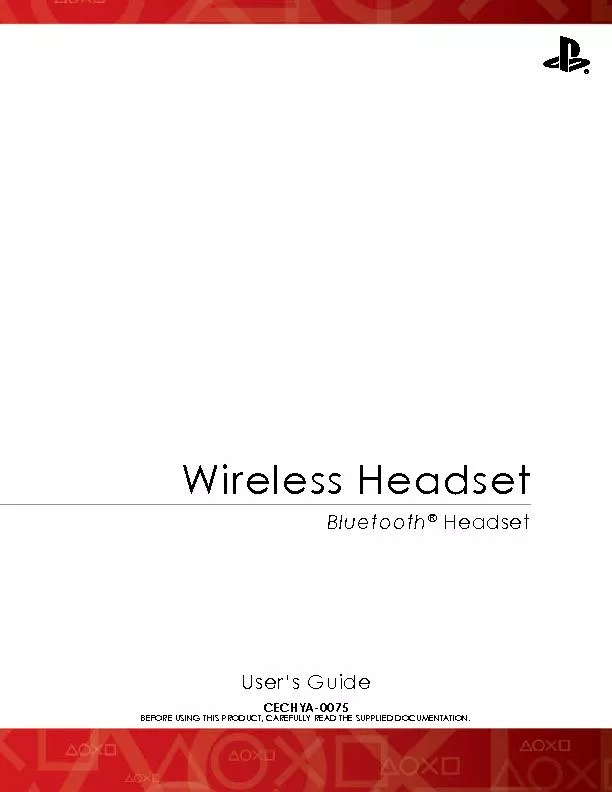 Wireless HeadsetCECHYA-0075CT, CAREFLLY READ TMENTATION.
