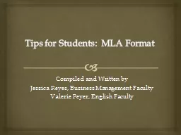Tips for Students:  MLA Format