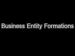 Business Entity Formations