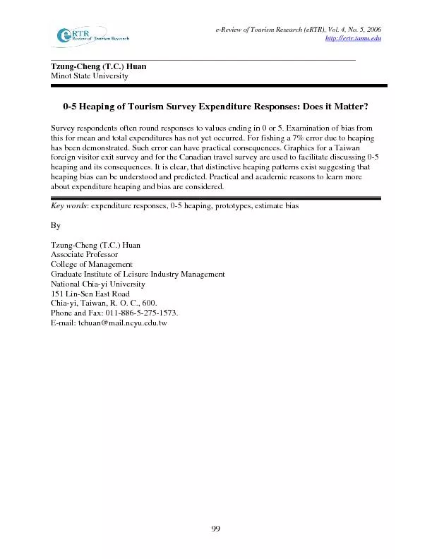 e-Review of Tourism Research (eRTR), Vol. 4, No. 5, 2006 http://ertr.t