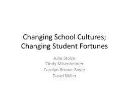 Changing School Cultures; Changing Student Fortunes