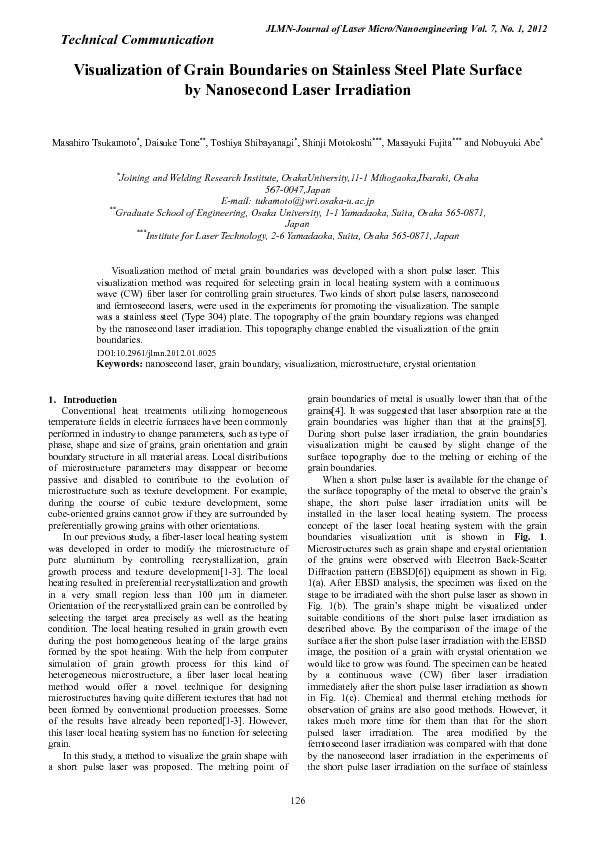 JLMNJournal of Laser Micro/Nanoengineering Vol. 7, No. 1, 2012��126