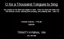 O for a Thousand Tongues to Sing