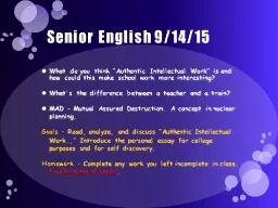 Senior English 9/14/15