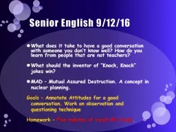 Senior English 9/12/11