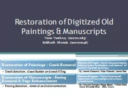 Restoration of Digitized Old Paintings & Manuscripts