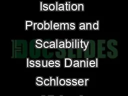 Network Virtualization Isolation Problems and Scalability Issues Daniel Schlosser Michael