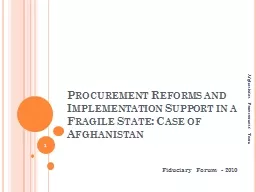Procurement Reforms and  Implementation Support