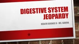 Digestive System Jeopardy GAME