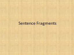 Sentence Fragments