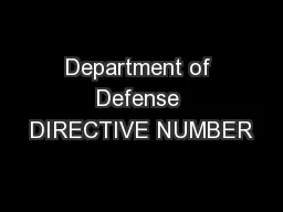 Department of Defense DIRECTIVE NUMBER