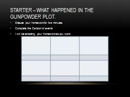 Starter – What happened in the Gunpowder plot.