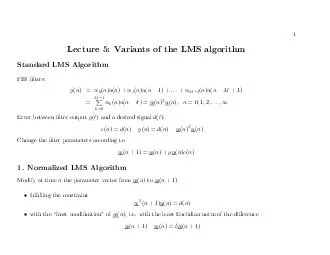 Lecture  Variants of the LMS algorithm Standard LMS Algorithm FIR lters