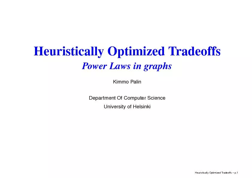 HeuristicallyOptimizedTradeoffsPowerLawsingraphsKimmoPalinDepartmentOf