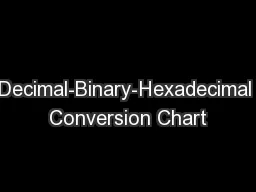 Decimal-Binary-Hexadecimal Conversion Chart