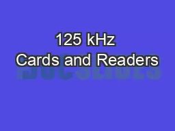 125 kHz Cards and Readers