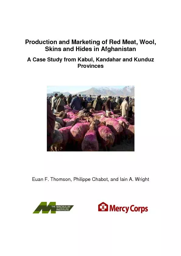 Production and Marketing of Red Meat, Wool, Skins and Hides in Afghani