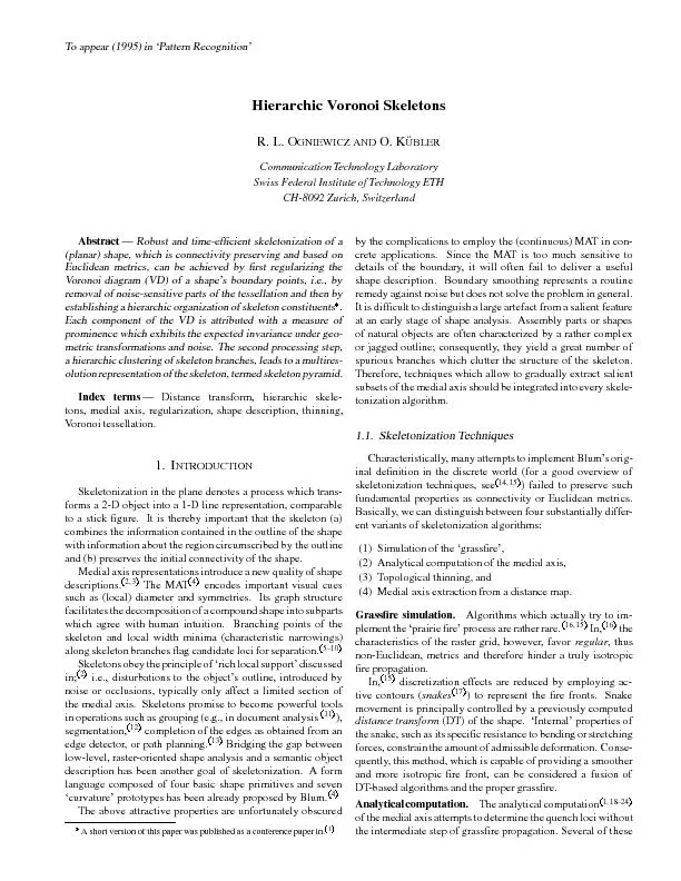 Toappear(1995)in`PatternRecognition'HierarchicVoronoiSkeletonsR.L.OGNI