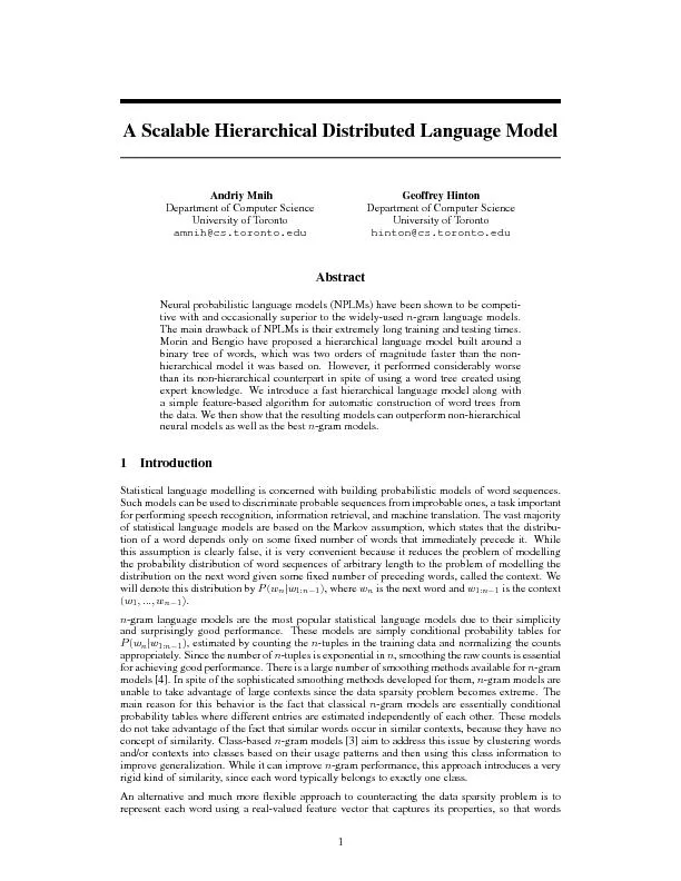 AScalableHierarchicalDistributedLanguageModel