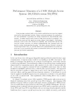 Performance Measures of a UWB MultipleAccess System DSCDMA versus THPPM Aravind Kailas