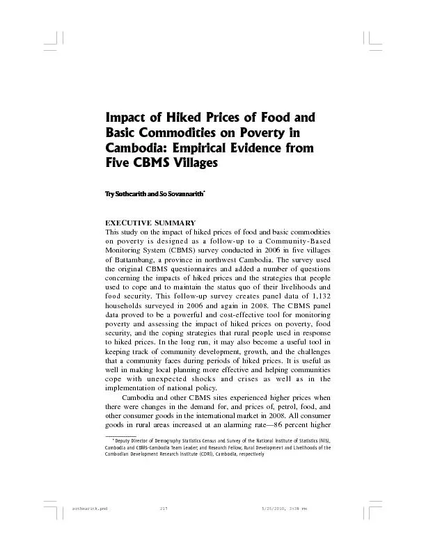 Impact of Hiked Prices of Food and Basic Commodities on Poverty in Cam