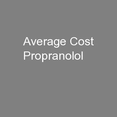 Average Cost Propranolol
