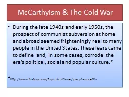 McCarthyism & The Cold War