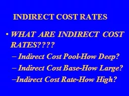 INDIRECT COST RATES
