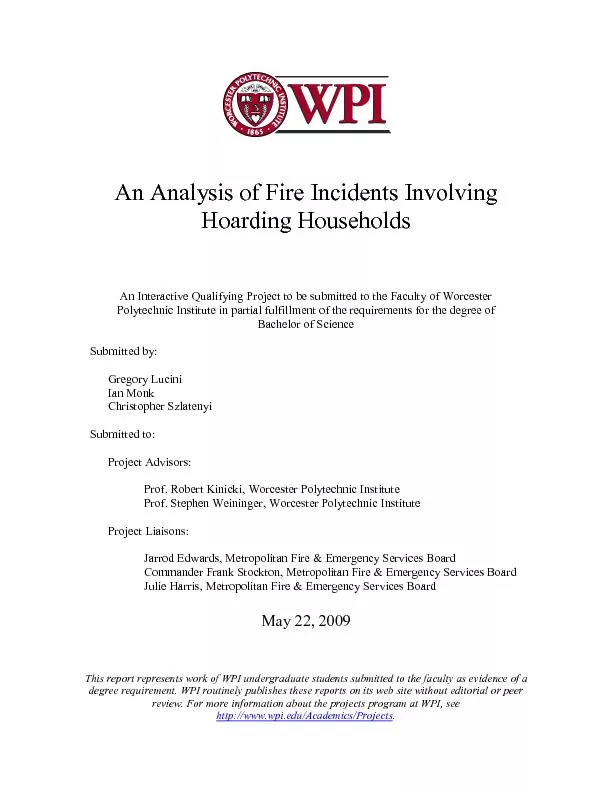 This report represents work of WPI undergraduate students submitted to