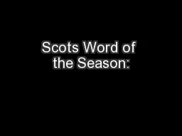 Scots Word of the Season: