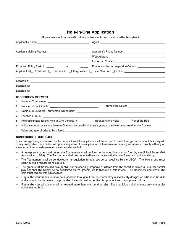 Hole-In-One Application