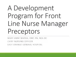A Development Program for Front Line Nurse Manager Precepto