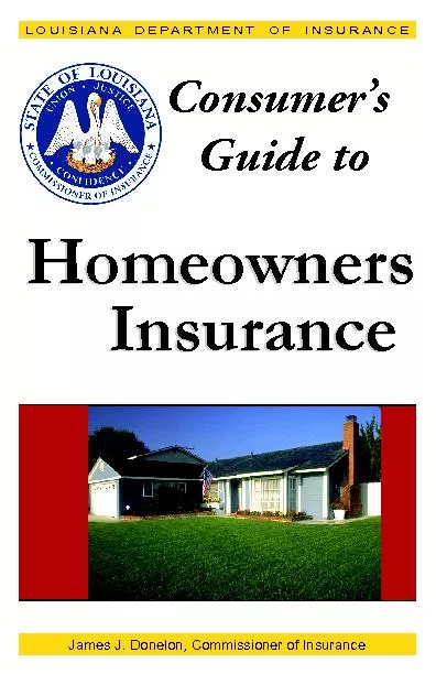 Consumer’s  Guide toLOUISIANA DEPARTMENT OF INSURANCEHomeowners
.